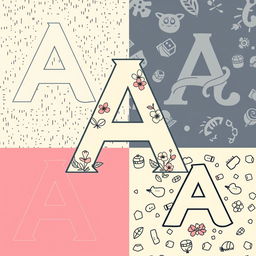 Create three distinct and original typographic patterns based on the letter "A"