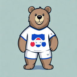 A high-quality digital art image portrays a bear proudly wearing a t-shirt adorned with the Hajduk logo