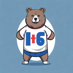 A high-quality digital art image portrays a bear proudly wearing a t-shirt adorned with the Hajduk logo