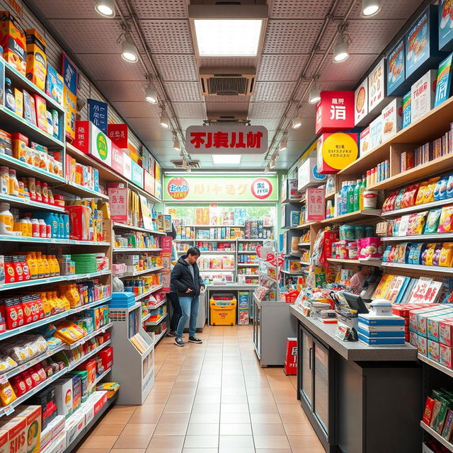 A cozy and inviting variety store interior featuring a spacious layout of approximately 3 meters in width, 3 meters in height, and 8 meters in length