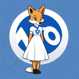 A high-quality digital art image features a fox wearing a white dress adorned with the Hajduk logo