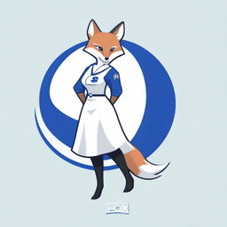 A high-quality digital art image features a fox wearing a white dress adorned with the Hajduk logo