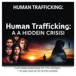 A powerful awareness poster addressing human trafficking, featuring evocative imagery