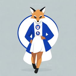 A high-quality digital art image features a fox wearing a white dress adorned with the Hajduk logo