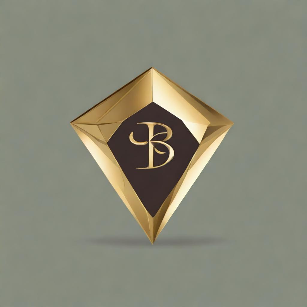 A high-quality digital art image featuring a gold diamond logo