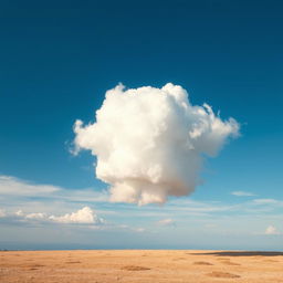 A surreal and visually striking cubic cloud floating in a bright blue sky, billowing and moving dynamically with the wind