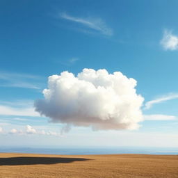 A surreal and visually striking cubic cloud floating in a bright blue sky, billowing and moving dynamically with the wind