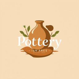 A logo design for a pottery store, featuring elements like a stylized pottery vase, clay textures, and earthy colors such as terracotta, brown, and green