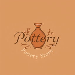 A logo design for a pottery store, featuring traditional pottery elements such as a clay vase and handcrafted ceramic pieces