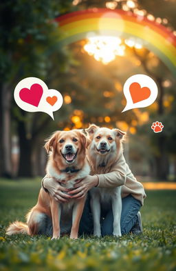 A serene scene depicting a peaceful interaction between a person and their animal companion, encapsulating a deep bond of connection and mutual understanding