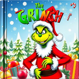 A colorful and festive cover page for a scrapbook dedicated to the movie "The Grinch