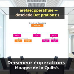 In a modern corporate office, there is an organizational chart depicting the hierarchy