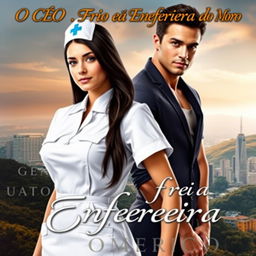 A captivating romance novel cover featuring a young and beautiful nurse with long, dark hair, dressed in a stylish nurse uniform