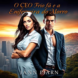 A captivating romance novel cover featuring a young and beautiful nurse with long, dark hair, dressed in a stylish nurse uniform
