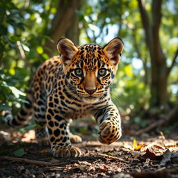 A captivating portrayal of a Zhagra, a smaller version of a leopard with a unique charm