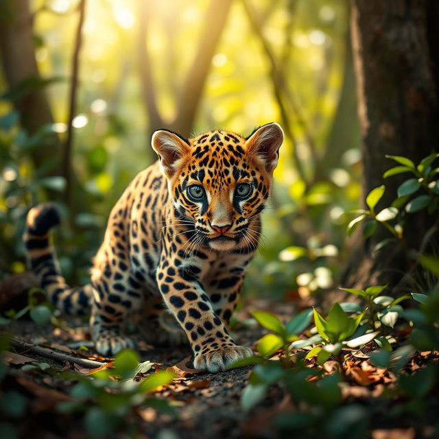 A captivating portrayal of a Zhagra, a smaller version of a leopard with a unique charm