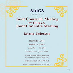 A formal invitation page design for the 5th AITIGA Joint Committee Meeting taking place in Jakarta
