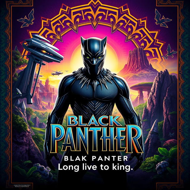 A highly detailed and realistic movie poster for 'Black Panther'