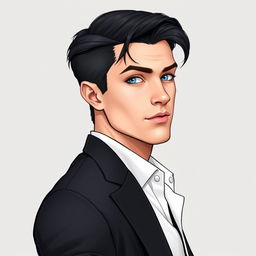 A realistic illustration of a man in his early twenties, turned to the side