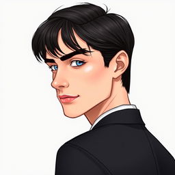 A realistic illustration of a man in his early twenties, turned to the side