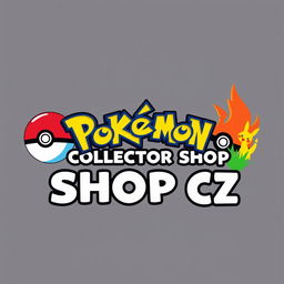 A vibrant and attractive logo design for a Pokémon collector shop named "Pokémon Collector Shop CZ"