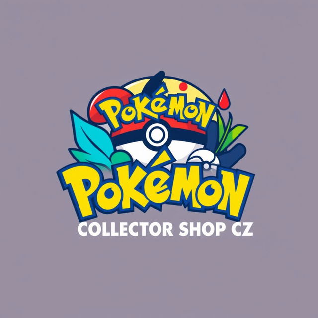 A vibrant and attractive logo design for a Pokémon collector shop named "Pokémon Collector Shop CZ"