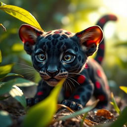 A captivating image of a Zhagra, a tiny, miniature leopard variant, depicted with a dwarf body in the forefront
