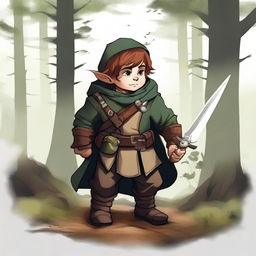 A high-quality digital art piece showcasing a halfling rogue