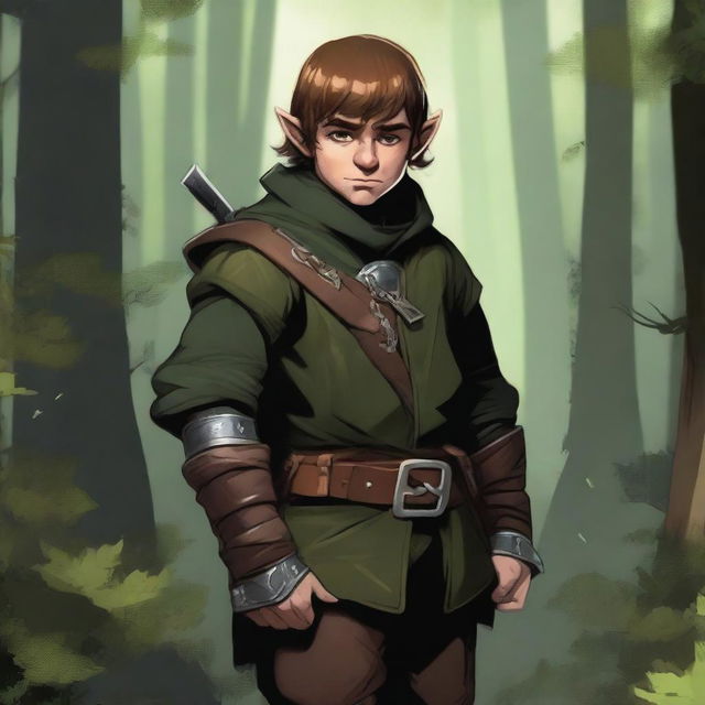 A high-quality digital art piece showcasing a halfling rogue