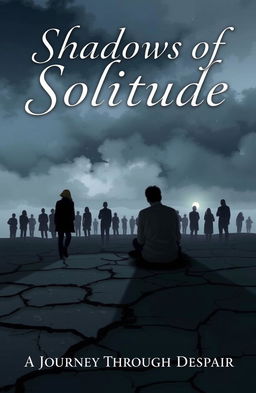 A book cover illustrating a solitary figure sitting on cracked, barren ground, representing isolation and despair