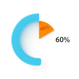 A beautifully designed pie chart displaying a segment representing 40% filled with a vibrant color like sky blue