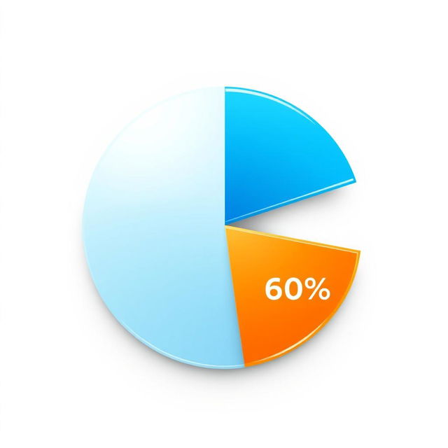 A beautifully designed pie chart displaying a segment representing 40% filled with a vibrant color like sky blue