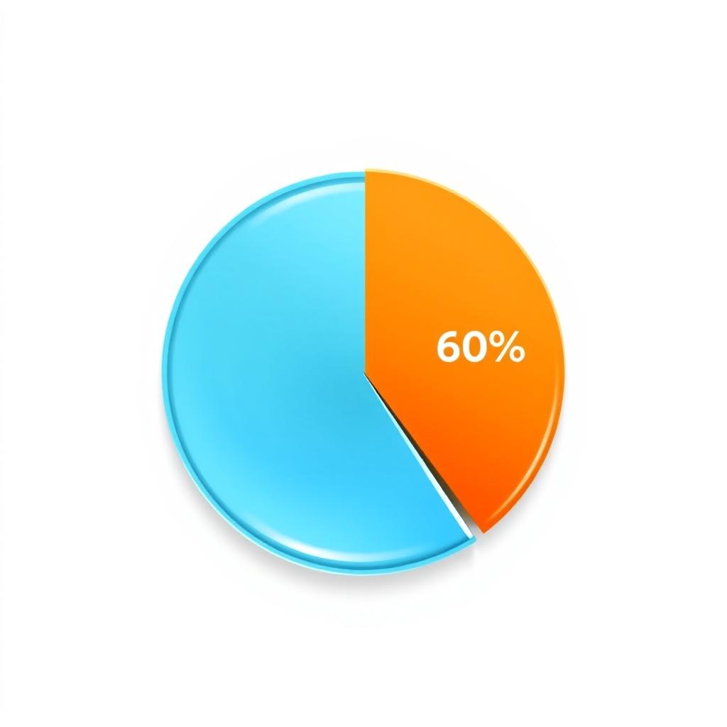 A beautifully designed pie chart displaying a segment representing 40% filled with a vibrant color like sky blue