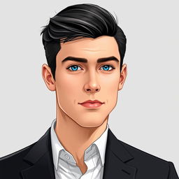A realistic illustration of a man in his early twenties, standing confidently