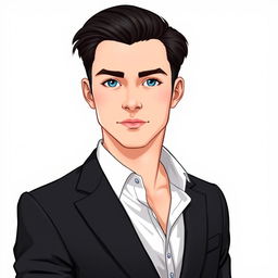 A realistic illustration of a man in his early twenties, standing confidently