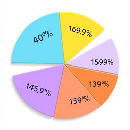 A comprehensive and visually appealing pie chart divided into five segments representing the following percentages: 40% in a vibrant sky blue, 16