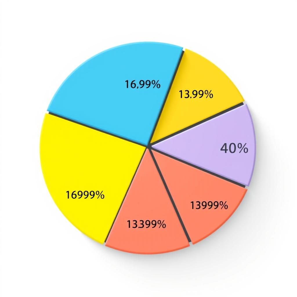 A comprehensive and visually appealing pie chart divided into five segments representing the following percentages: 40% in a vibrant sky blue, 16