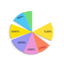 A comprehensive and visually appealing pie chart divided into five segments representing the following percentages: 40% in a vibrant sky blue, 16