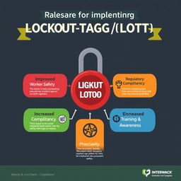 An infographic that visually summarizes the benefits of implementing a Lockout/Tagout (LOTO) system
