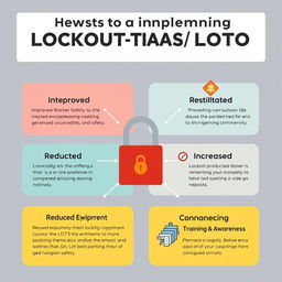 An infographic that visually summarizes the benefits of implementing a Lockout/Tagout (LOTO) system
