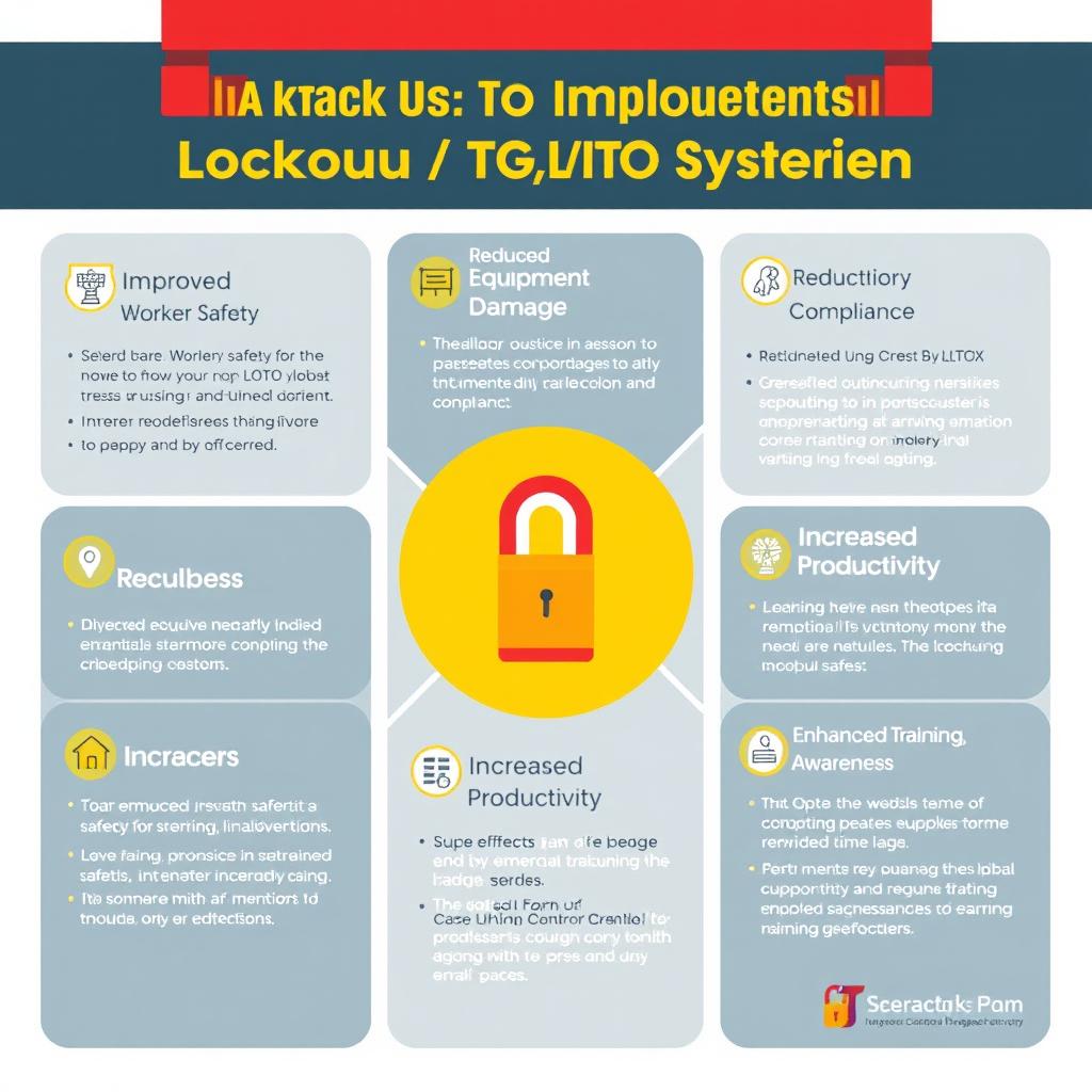 An infographic that visually summarizes the benefits of implementing a Lockout/Tagout (LOTO) system