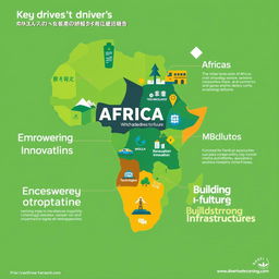 A visually striking poster illustrating the key drivers for Africa's financial development and economic growth