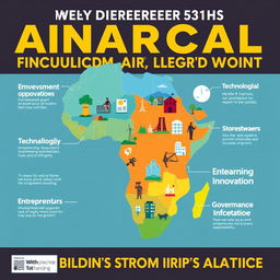 A visually striking poster illustrating the key drivers for Africa's financial development and economic growth