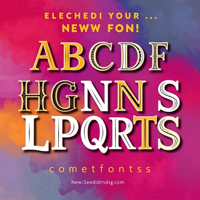 A creative design featuring new fonts that resemble Latin letters, showcasing a variety of styles and artistic representations