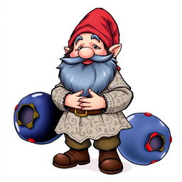 A vibrant illustration of a dwarf character prominently displayed in the foreground against a pure white background