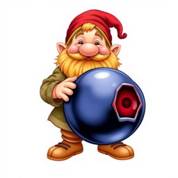 A vibrant illustration of a dwarf character prominently displayed in the foreground against a pure white background