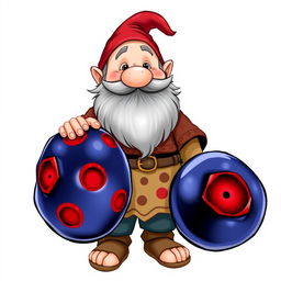 A vibrant illustration of a dwarf character prominently displayed in the foreground against a pure white background