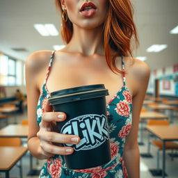 A close-up shot focusing on the chest and torso of a gorgeous female redhead