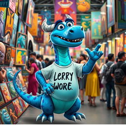 A vibrant blue dragon resembling Sullivan from Monsters, Inc