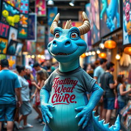 A vibrant blue dragon resembling Sullivan from Monsters, Inc